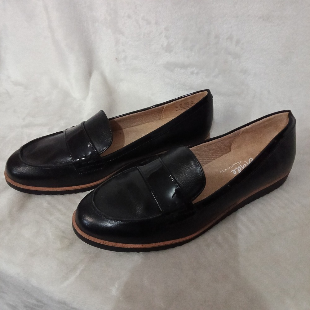 LifeStride Zee Velocity 2.0 Black Patent Accent Loafers Womens 8 M Slip On Shoes